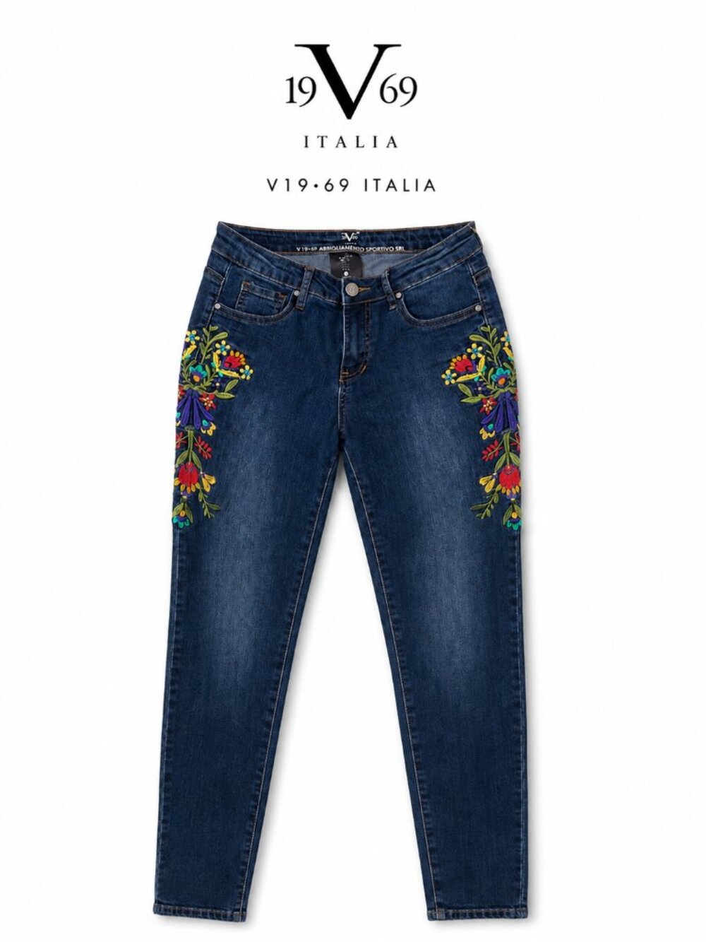 Versace V 1969 Abbigliamento Skinny Embroidered Dark Jeans Women’s‎ Sz 26